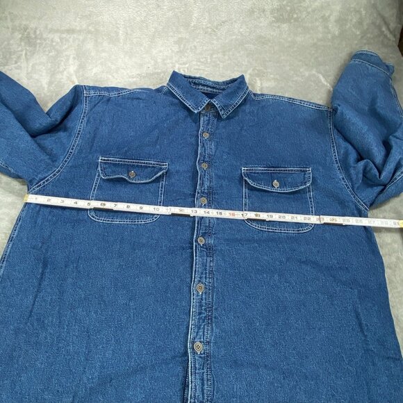 Levi Strauss & Co Shacket Mens 2XL Blue Denim Fleece Lined Workwear Button Up - Picture 8 of 11